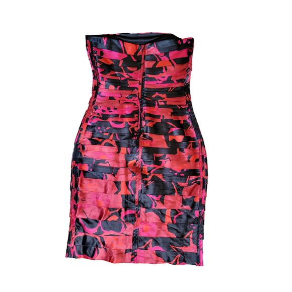 JS Collection Sheath Shutter Pleats Red Strapless Fitted Cocktail Dress Size 6 - Picture 5 of 6